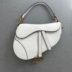 Dior White Saddle Purse